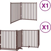vidaXL Poartă câini pliabilă cu ușă 6 panouri maro, 480 cm, lemn plop