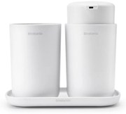Set accesorii baie Brabantia ReNew 1003492, 3 piese, 250 ml, Rezistent la coroziune, Alb