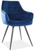 Scaun de sufragerie Leslee (Albastru marin + Negru). Promo -6%. 1050406