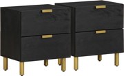 vidaXL Noptiere, 2 buc., negru, 40x33x46 cm, lemn masiv de mango