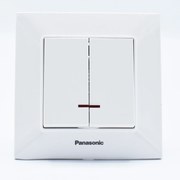 Intrerupator dublu cu led 10A, IP20, Alb, Panasonic Arkedia Slim