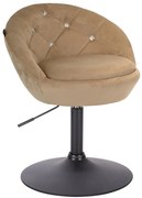 HR948N Scaun Latte din Catifea cu Bază Neagră