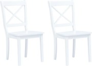 vidaXL Scaune de bucătărie, 2 buc., alb, lemn masiv de hevea