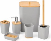 Set de baie NATUREO 6 piese, bambus/gri