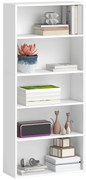 HOMCOM Bibliotecă cu 5 Niveluri și Rafturi Ajustabile, 60x24x133,5 cm, Alb | Aosom Romania