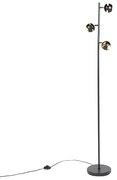 Lampa de podea moderna cu 3 lumini neagra cu interior auriu - Buell Deluxe