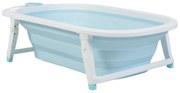 Cadita pliabila cu stender pentru bebelusi si copii NOVOKIDS™ Folding Bath Tub, baita bebe, ergonomica, 81x45x22 cm, supapa scurgere, Albastru