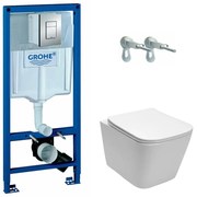 Pachet vas wc suspendat Rea, capac softclose, rezervor Grohe Rapid SL si clapeta Grohe Skate Cosmopolitan crom