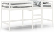 vidaXL Pat etajat de copii cu scară, alb, 90x190 cm, lemn masiv pin