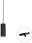 Lampă suspendată de designer neagră, inclusiv adaptor pentru șină monofazată - Slimline Tubo