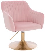 HR190N Scaun Roz Pudra din Catifea cu Bază Aurie