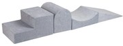 Teren de joacă din spumă gri deschis 4 buc. din catifea înălțime 30 cm 45x193 cm Montessori – Meowbaby