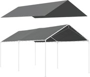 Outsunny Acoperiș Carport 10 x 20 ft, Husă de Schimb Rezistentă la UV cu Corzi Elastice, Gri Închis | Aosom Romania