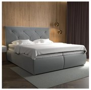 Pat boxspring ELEN 180 x 200 cm cu saltea și topper, gri