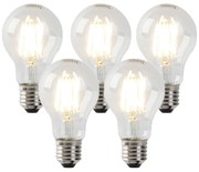 Set de 5 becuri LED E27 reglabile cu intensitatea luminii, transparente, 7W, 806 lm, 2700K