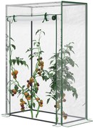 Outsunny Seră de grădină, seră de balcon, pânză consolidată din PVC, structură din oțel, ușă rulabilă cu fermoar, pentru legume, plante, flori în toate anotimpurile, interior și exterior, 100 x 50 x 150 cm alb | Aosom Romania