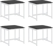 vidaXL Taburete de grădină cu perne, 4 buc., alb, oțel și textilenă