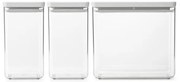 Cutii de depozitare Brabantia Tasty+ stivuibile 1008880, 2x1.6L+1x3.5L, Fara BPA, închidere strânsă, Gri deschis