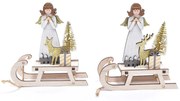 Set 2 decoratiuni ingeras , Lemn 16x5x17 cm