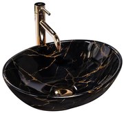 REA-U5611 - Lavoar pentru blat SOFIA 34,5 x 41 cm ceramică/negru/decor marmură