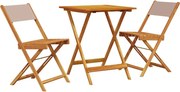 vidaXL Set mobilier bistro, 3 piese, textil taupe/lemn masiv