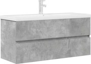 vidaXL Set mobilier de baie, 2 piese, gri beton, lemn compozit