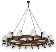 Candelabru rustic fabricat manual din lemn Roata 16L