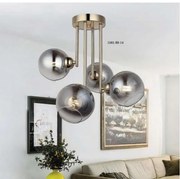 Lustră Gold cu Patru Globuri Fumurii, 4 Dulii E27