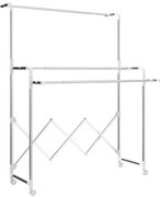 HOMCOM Uscător de Rufe Pliabil cu 3 Bare Reglabile, Uscător Vertical cu Roți Pivotante și Cadru din Oțel Inox, Uscător pentru Acasă și Spălătorie, Argintiu | Aosom Romania