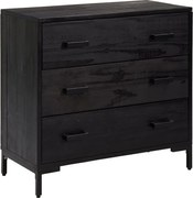 vidaXL Dulap cu sertare, negru, 75x35x70 cm, lemn masiv pin