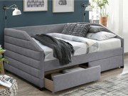 Pat tip divan NADIA 120x200, stofa catifelata gri, cu somiera si serta