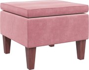 vidaXL Scaun cu picioare din lemn, roz, catifea