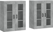 vidaXL Dulapuri de perete, 2 buc., gri beton, lemn prelucrat