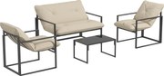 Outsunny Set Mobilier de Exterior cu Masă din Sticlă, Canapea, 2 Fotolii și Perne, Bej | Aosom Romania