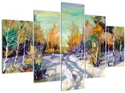 Tablou - Drum înzăpezit prin pădure (150x105 cm)