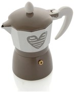 Cafetieră gri pentru 3 cești de cafea Brandani Hearbeat, maro