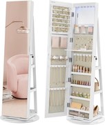 Oglinda de podea cu depozitare bijuterii Alb Songmics 55x55x162 cm