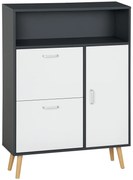HOMCOM Pantofar Spațios cu 2 Uși Rabatabile și Raft Deschis, Design Modern, Gri și Alb | Aosom Romania