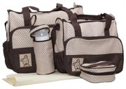 Set 3 genti bebe NOVOKIDS™ Mastella atasabile la carucior, Capacitate mare, Geanta termos pentru biberoane inclusa, dimensiune 39X35X10 cm, Maron Crem