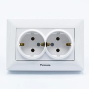 Priza dubla cu impamantare Arkedia Panasonic, ST, alba