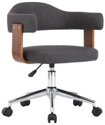 vidaXL Scaun de birou pivotant, gri, lemn curbat și material textil