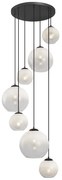 Lampă suspendată modernă neagră cu sticlă albă rotundă cu 7 lumini - Misty