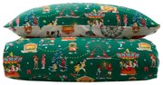 Lenjerie de pat pentru copii verde din bumbac pentru pătuț 120x150 cm Christmas Fairground – Belle & Boo