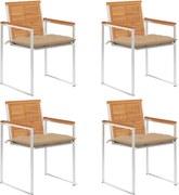 vidaXL Scaune de grădină cu perne, 4 buc., lemn masiv de acacia