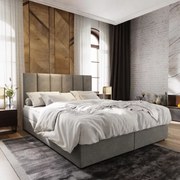 Pat boxspring tapițat MERALIS 180x200 cm gri Saltele: Saltea cu arcuri Bonell
