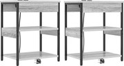 vidaXL Dulap de noapte 2 pcs Gri Sonoma 41 x 31 x 51 cm Lemn compozit