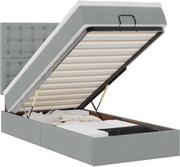 vidaXL Cadru de pat otoman cu saltea țesătură gri deschis 90x190cm