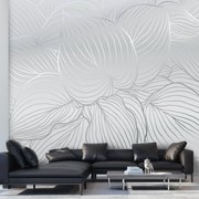 Fototapet - Contururi argintii ale frunzelor (147x102 cm)