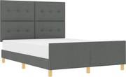 vidaXL Cadru de pat cu headboard Gri închis 140 x 190 cm țesătură