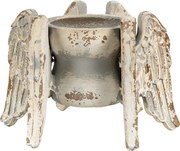 Supot lumanare, bej, din lemn, 21x19x15 cm, Wings